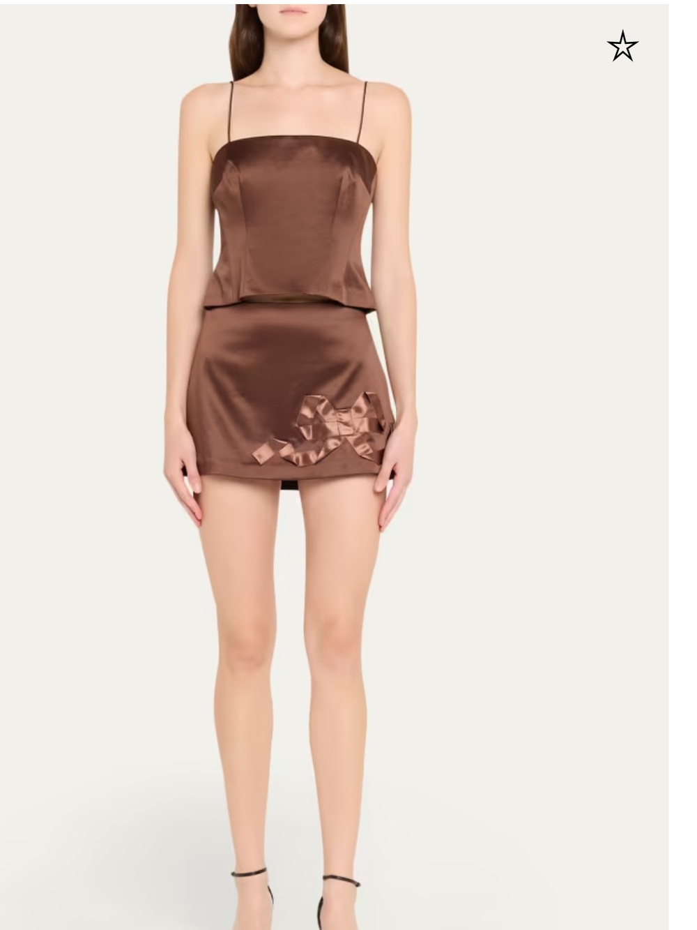 NWT LoveShackFancy CHOCOLATE CASSANA SATIN SLEEVELESS TOP Size 0